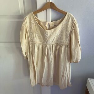 Lucky Brand Embroidered Peasant Top with flutter sleeves